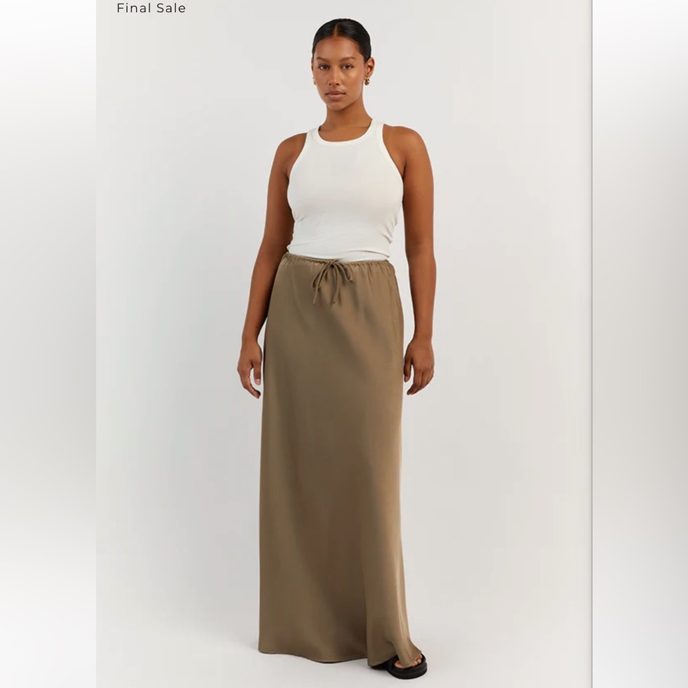 DISSH BLOOM MOSS SATIN MIDI SKIRT - SIZE 4